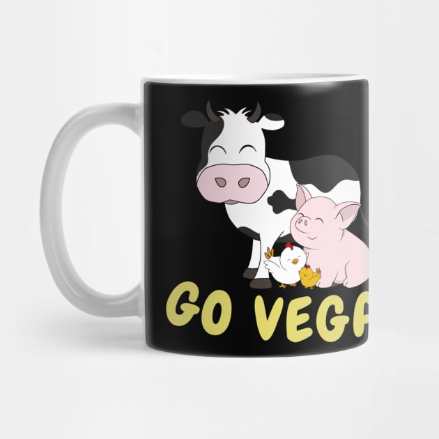 Go Vegan Cute Cow, Pig And Chicken 2 by valentinahramov